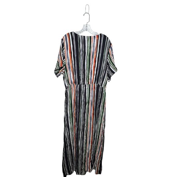 City Chic Women’s Maxi Dress L 20 Jungle Stripe Print V-Neck Short Sleeve - Picture 2 of 16